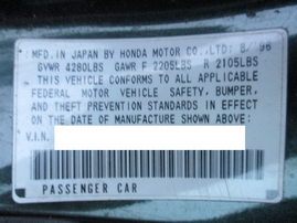1996 ACURA TL GREEN 4DR 2.5L AT A15306